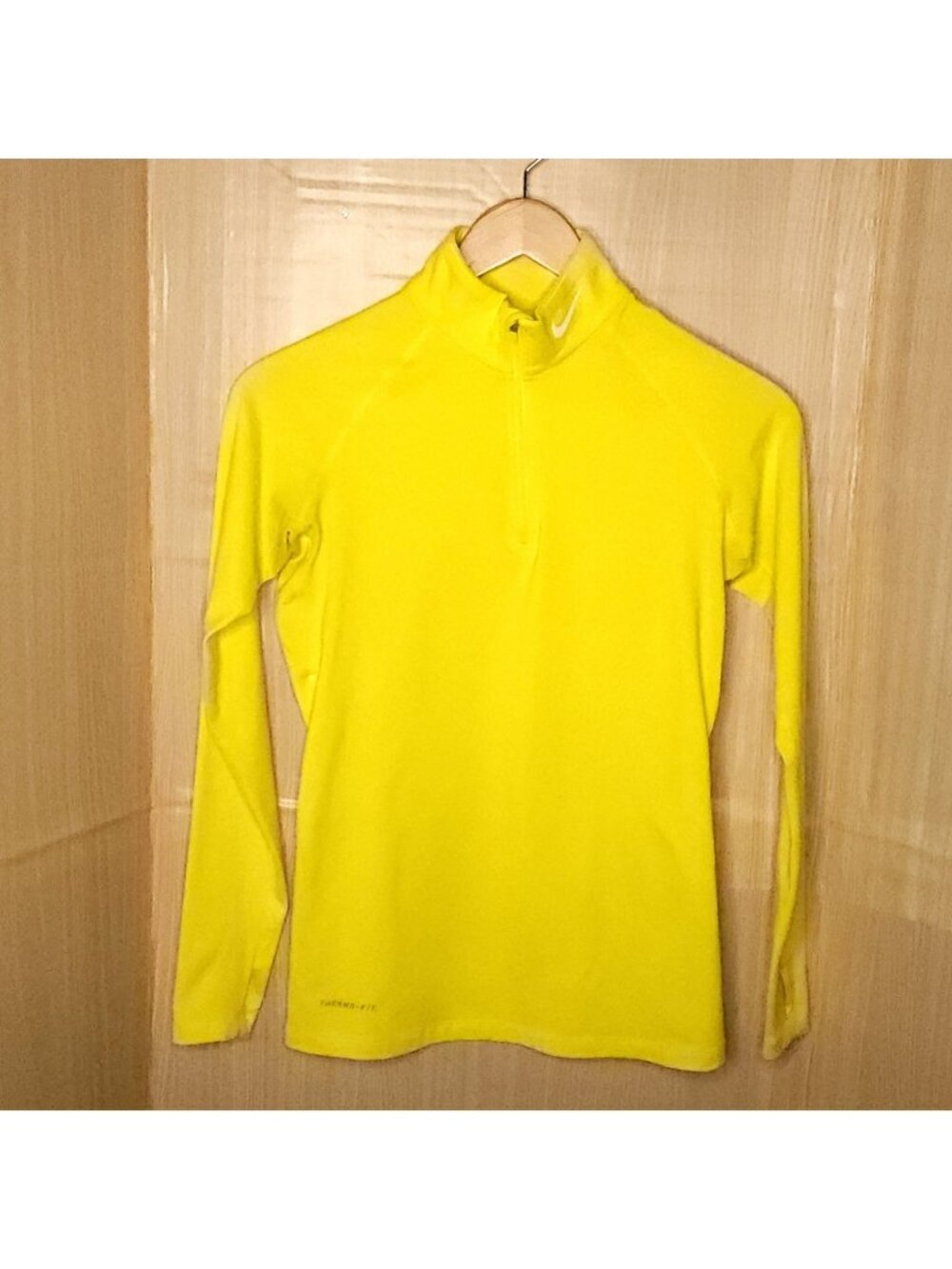Nike Pro Combat Bright Yellow Quarter Zip Pullover Medium